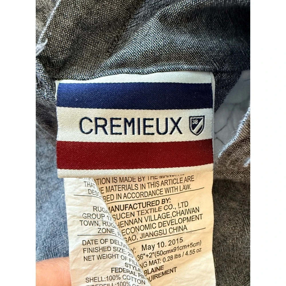 Cremieux Blaine King Pillow Sham Quilted Patchwork Plaid Blue Red Grey Cotton